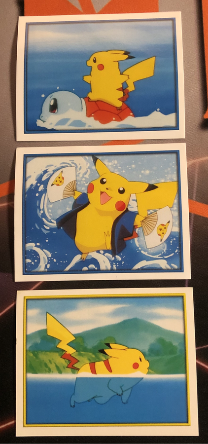 Pikachu Rare BUNDLE of 3 Pokemon Topps Merlin stickers  Unstuck Near mint condition