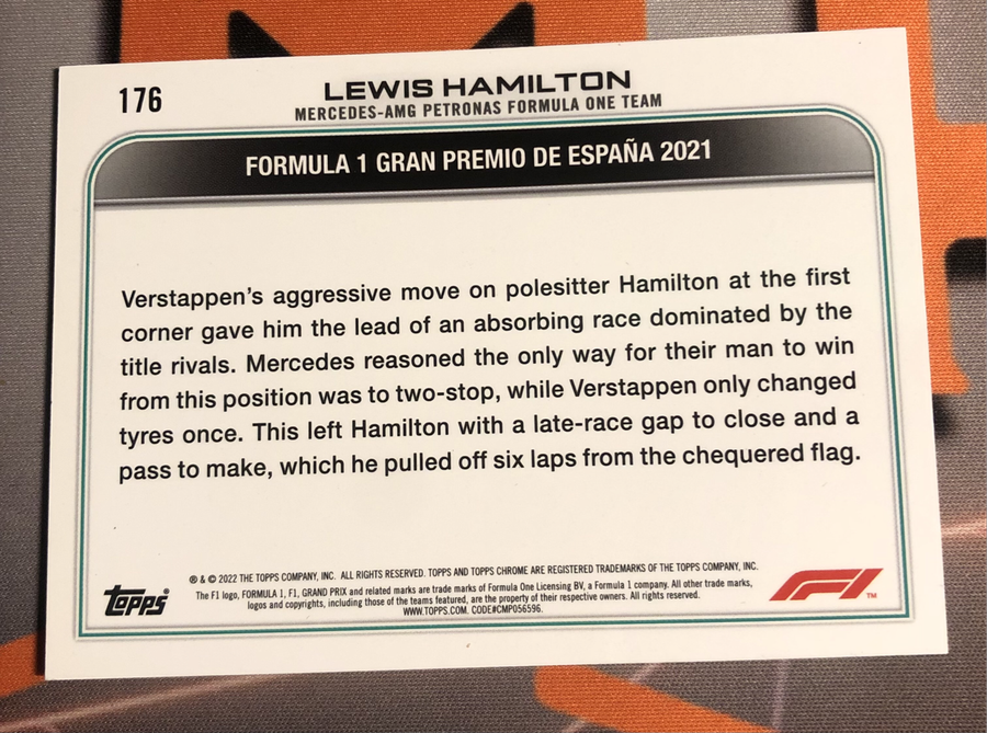 Lewis Hamilton RARE 2022 Checker Flag X Fractor F1 First year Topps Chrome trading card