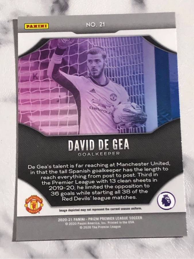 David De Gea PRIZM Fireworks EPL 2020 soccer trading card