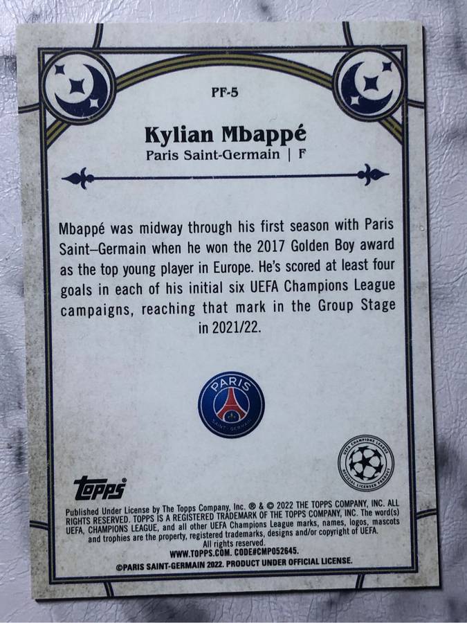 Kylian Mbappe REFRACTOR Prophecy Fulfilled Topps Merlin 2022 soccer trading card