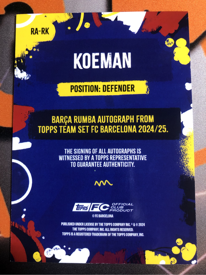 Ronald Koeman Autograph Numbered out of 99 Topps soccer trading card
