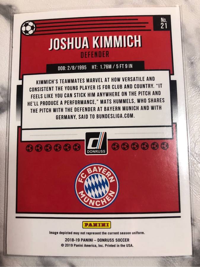 Joshua Kimmich Very RARE Donruss 2018 Soccer trading card
