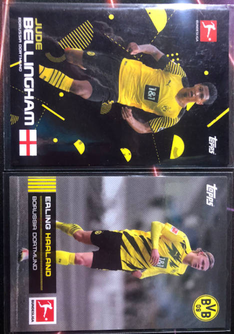 Jude Bellingham Erling Haaland pack of 2 cards Topps Bundesliga 2021