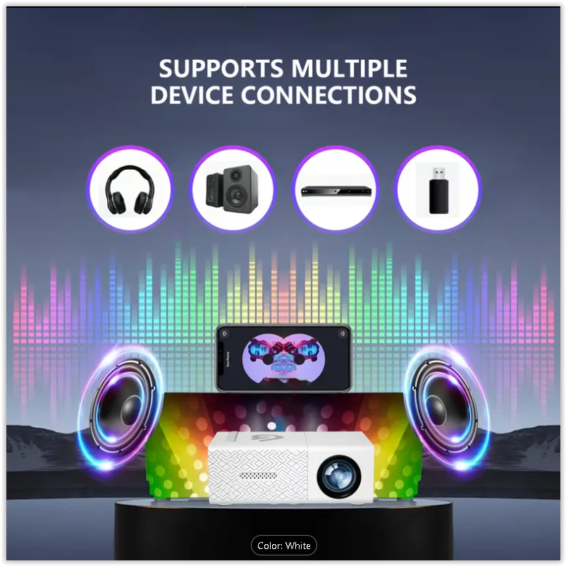 GTEQY Portable Mini Projector, Home Projector, Best Viewing Experience, Fast Gathering, LED Light