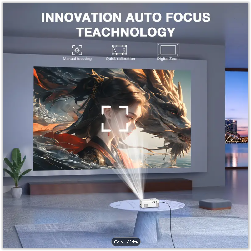 GTEQY Portable Mini Projector, Home Projector, Best Viewing Experience, Fast Gathering, LED Light