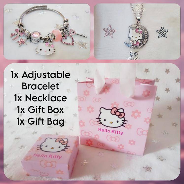 Hello Kitty Jewellery Set With Gift Box & Bag