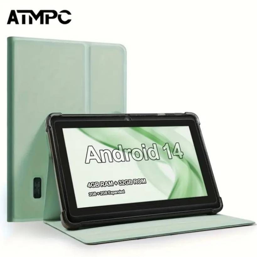 Android 14 Tablet 7-inch | Protective Case | Quad-Core | 4GB RAM | HD 1024 x 600 |  32GB IS