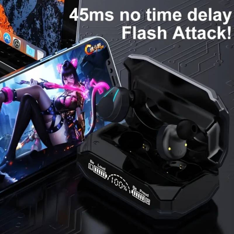 BRIAME Mechanical Wireless Gaming Earbuds With RGB Lights | Bluetooth 5.2