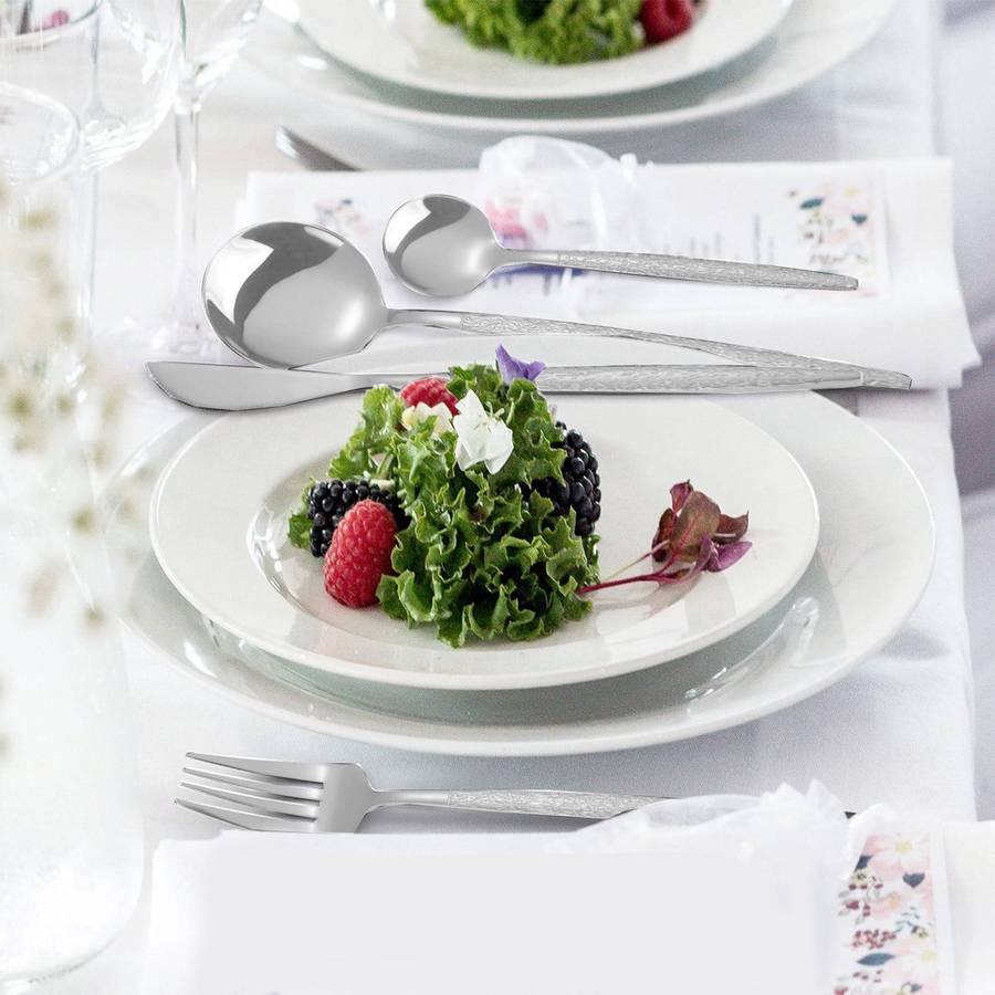 24-Piece Silverware Set | Elegant Portuguese Style | Heavy-Duty Rust-Resistant, 18/8 Stainless Steel