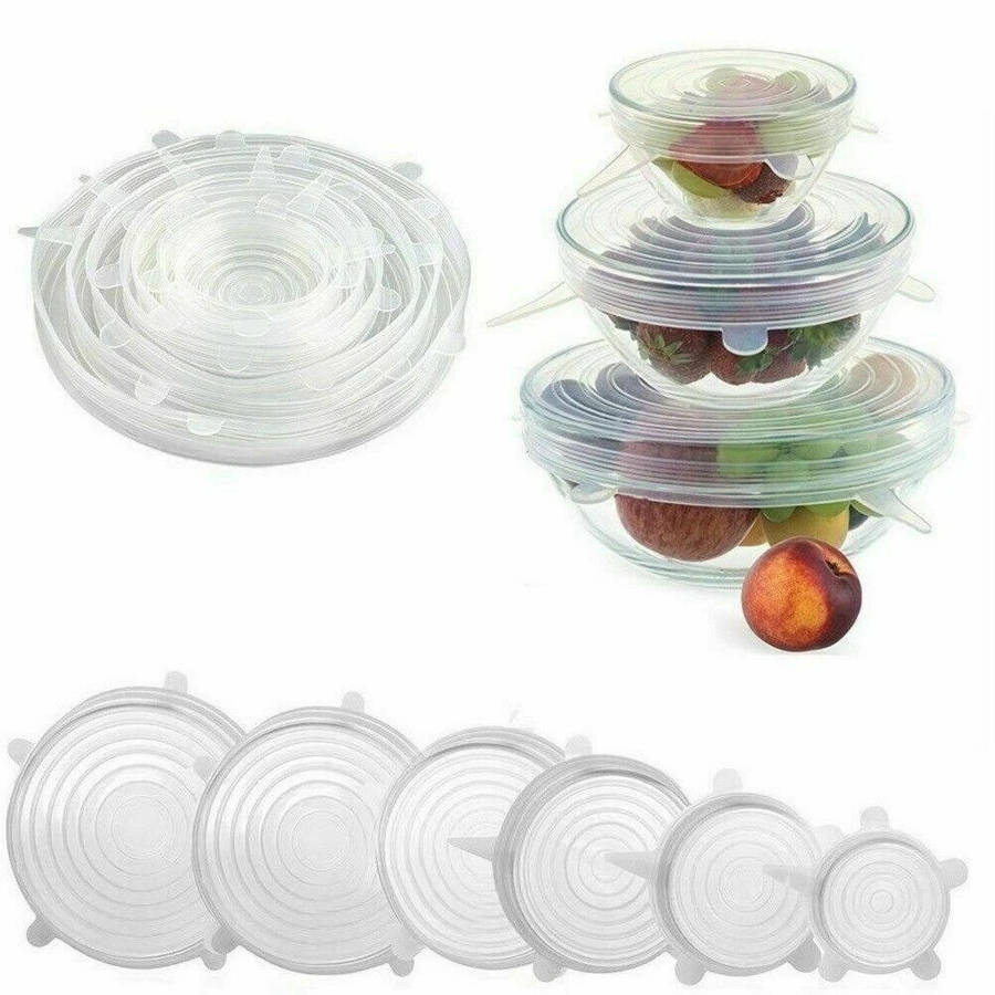 Reusable Stretch Silicone Lids Set of 6 Food Container & Bowl Covers