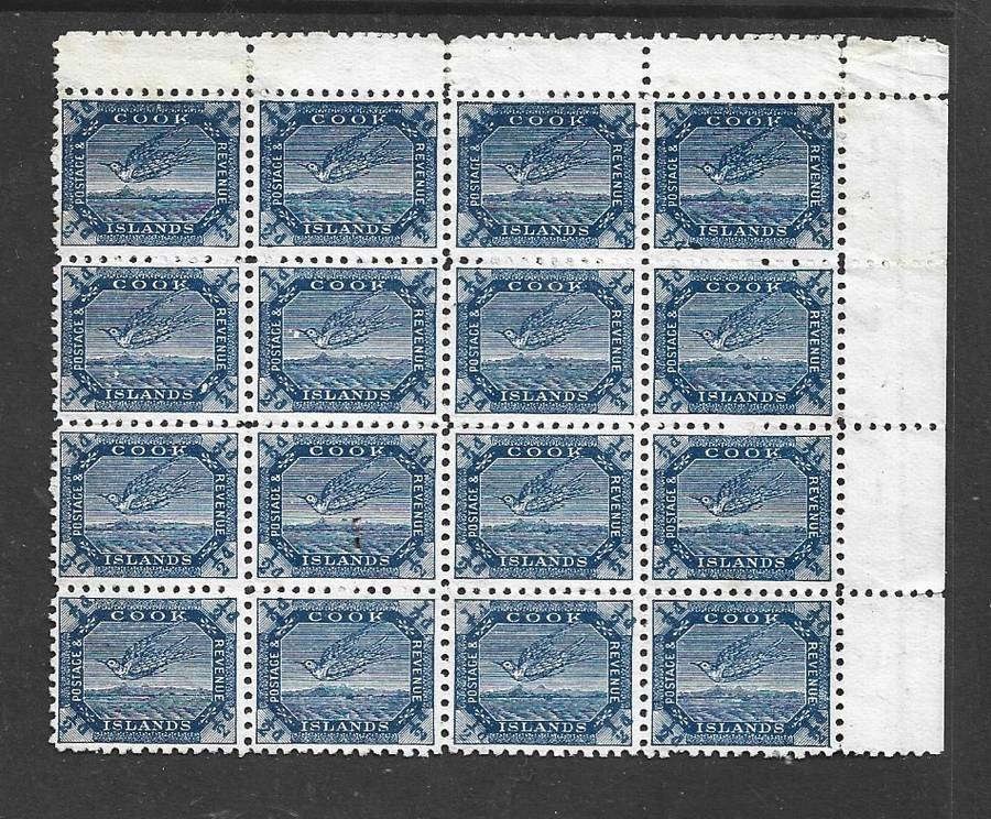 Cook Islands, VRI, 1899, 1d steel blue, 2nd setting, SG 11B, block of 16, unused,