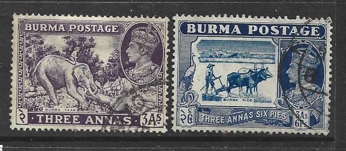 Burma, GVIR, 1938, 3annas, 3annas 6pies, used