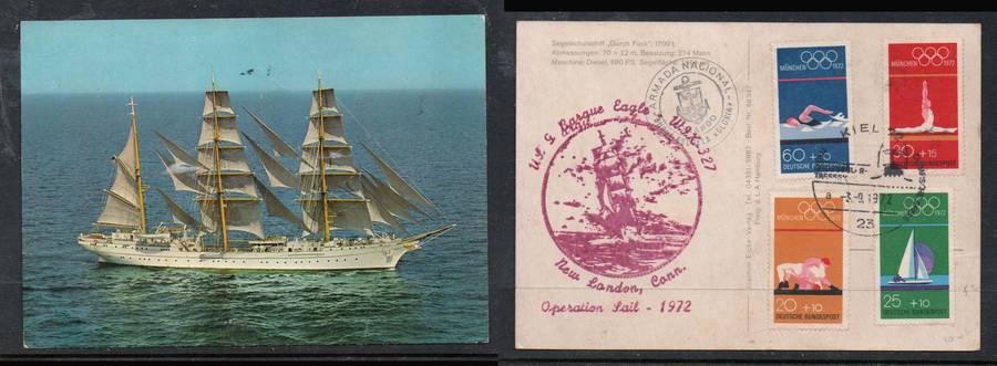 Germany, Operation Sail, Armada Nacional on ppc, KIEL 72 GROSSEGLER TREFFEN 3.9.1972 OLYMPISCHESPIEL