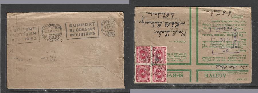 Egypt, 1940  Army Post 10m (4), FIELD POST OFFICE 242 > BULAWAYO Rhodesia