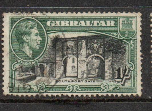Gibraltar, GV1R, 1938, 1/-, perf 13.5, used