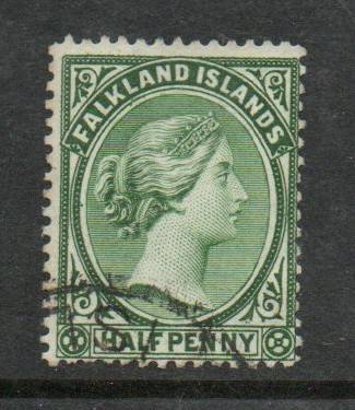 Falkland Islands, VRI, 1896, 1/2d, deep dull green, usedi
