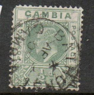 Gambia EVIIR, 1/2d green, used, BATHURST GAMBIA AP  ?? 0? cds