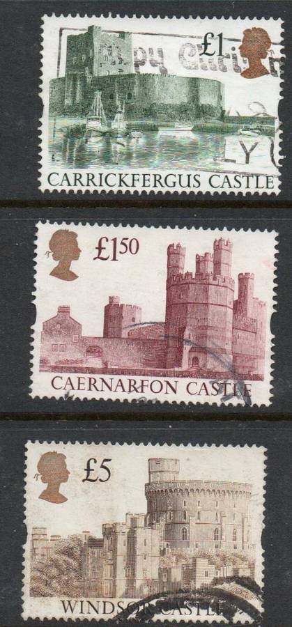 Great Britain, EIIR. Castles £1.00, £1.50, £5.00, used