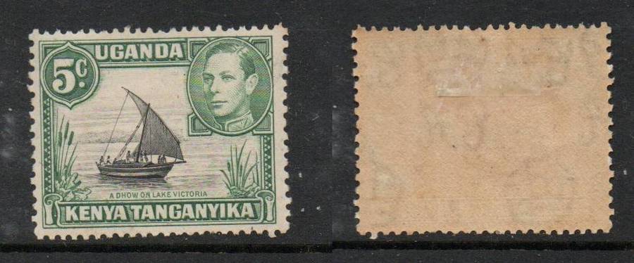 Kenya Uganda Tanganyika, GVIR, 1938, 5 cents green & black, dhow on Lake Naivasha MH *