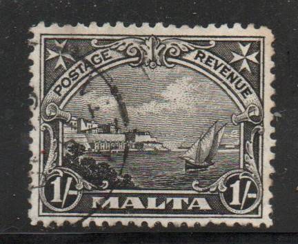 Malta, GVR, 1930, 1/- black, good used