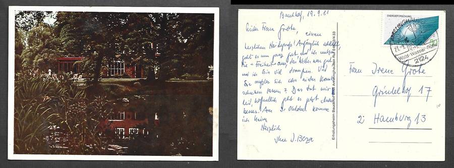 Germany West AMELLINGHAUSEN WALD. WASSER. RUHE 21.-9.81 cds on PPC > Hamburg