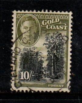 Gold Coast, GVIR, 1948,  10/-, forest,, c.d.s. used