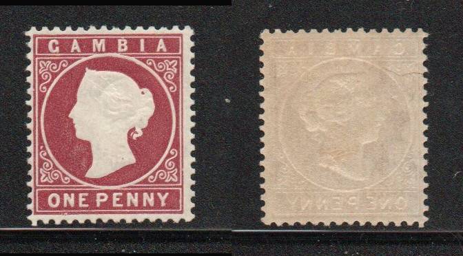 Gambia, VRI, 1880 / 1881, 1d maroon, wmk upright, MH *