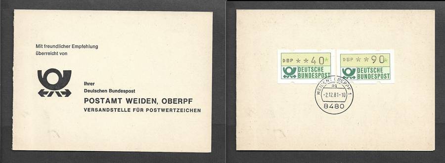 West Germany, folder 90pf type I, 40pf type II,  WEILEN OBPPF 1   2.12.81 cds