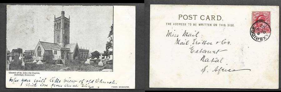 England, Church of St John The Baptist, Axbridge, Somerset, used 1d, AXBRIDGE OC 9 03 cds > Natal