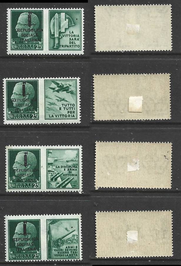 Italy Socialist Republic Armed Forces propaganda in pair with 25c green, imperforate between, MH*