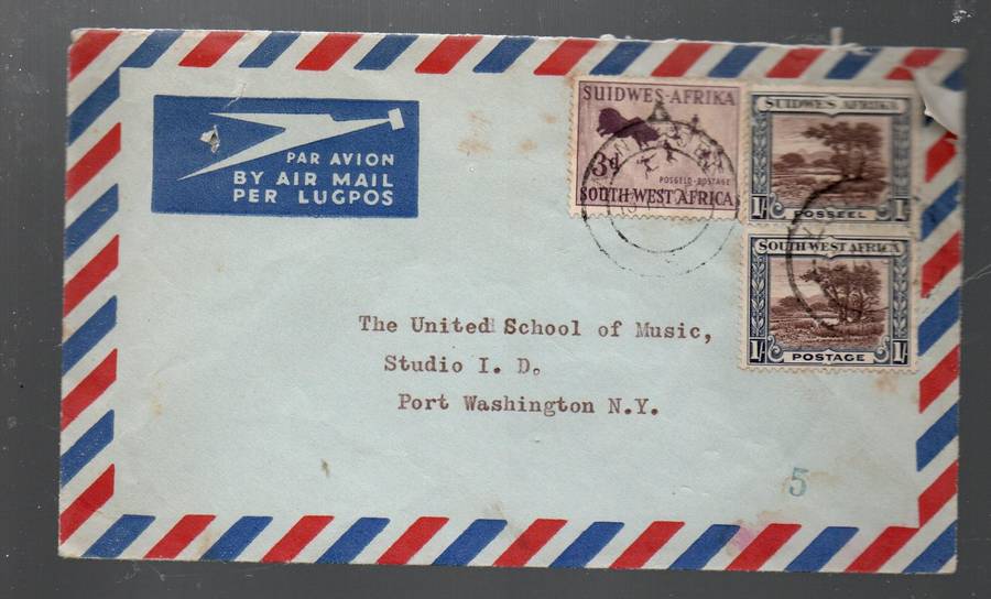 South West Africa 2s3d air mail, WINDHOEK 13 IX 56 cds > USA