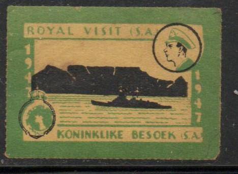 South Africa, 1947 Royal Visit, label, cinderella, used
