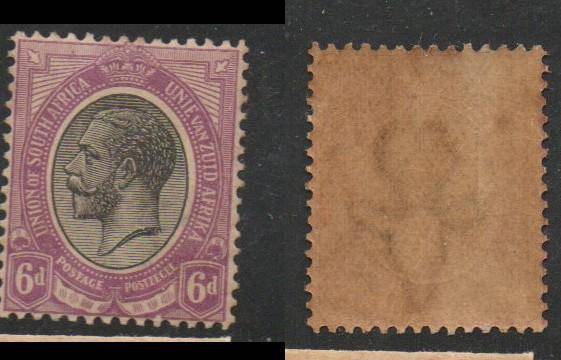 South Africa, 1913, 6d black & red-violet, MH*, toned