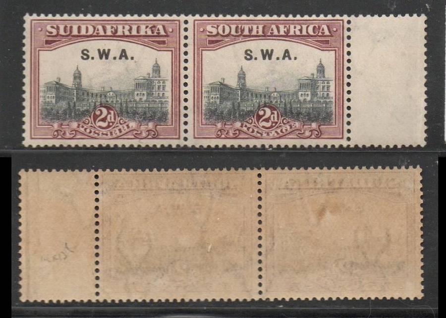 South West Africa. 1827, pair,2d S.Africa  opt  S.W.A., MH *