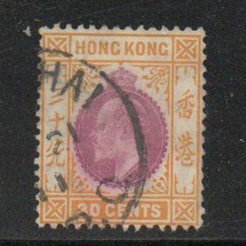 Hong Kong, 1911, Edward VII, 30 cents, purple &orange-yellow,  c.d.s. used (SHANG)HAI, China