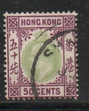 Hong Kong, 1904, Edward VII, 50 cents, green &  magenta  c.d.s. used ,  SHAN(GHAI) China