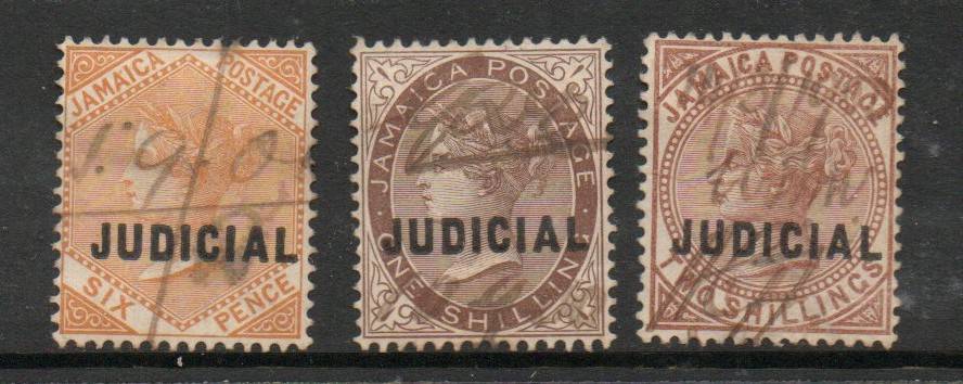 Jamaica. 1898, JUDICIAL overprints, 6d, 1/-, 2/- manuscript used