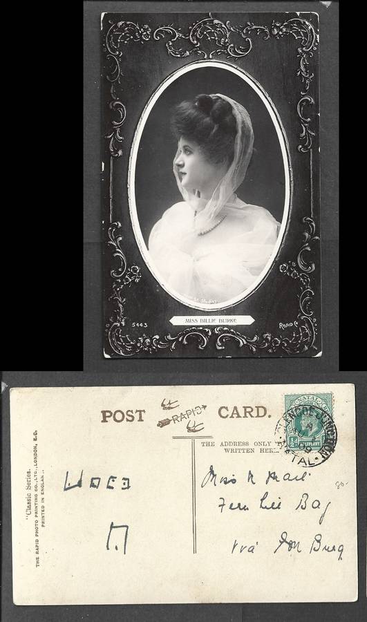 Miss Billie Burke, used 1/2d, GLENCOE JUNCTION AU 1 09cds > ?Fern Hill (m/s) ?