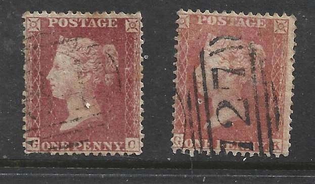 Great Britain  VRI   1857, 1d rose red & 1d pale rose, used