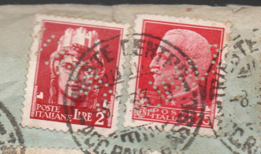 Italy, 8L25, registered air mail, TRIESTE CENTRO 8.3.33cds>SINGAPORE, ROMA transit, perfins