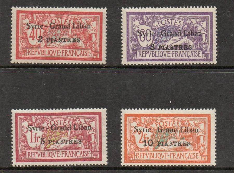 Syria 1923, opt on France, 2p / 40c, 3p / 60c, 5p / 1Fr, 10p / 2Fr, MNH **