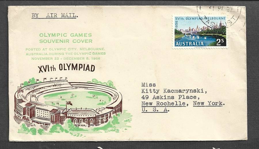 Australia, Melbourne Olympics 2/-, souvnir cover posted in Tasmania!