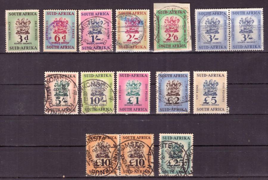 UNION of South AFRICA.  Revenue stamps. Mixt condition.