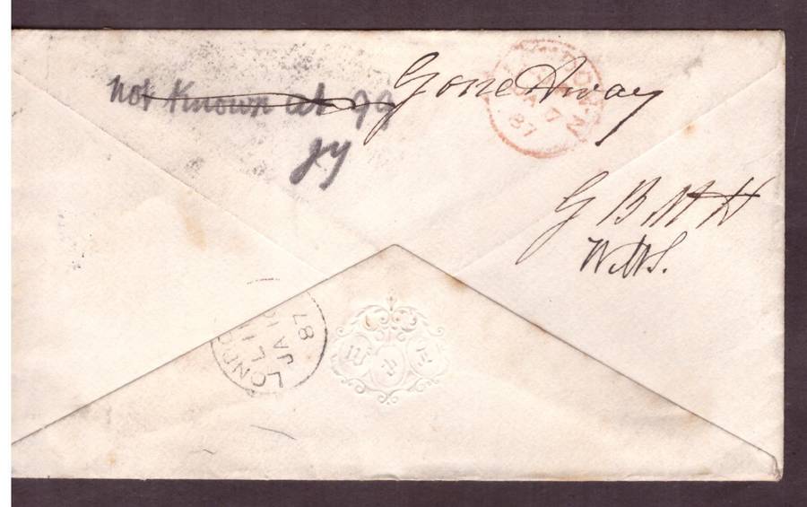 England cover 1887 from London