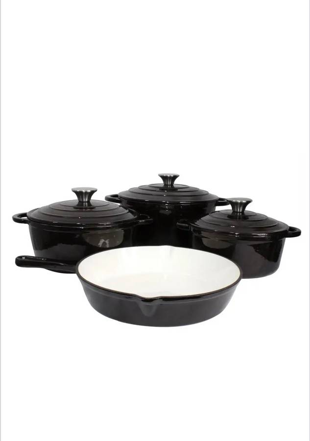 7 Piece Cast Iron Pot Set - Blue
