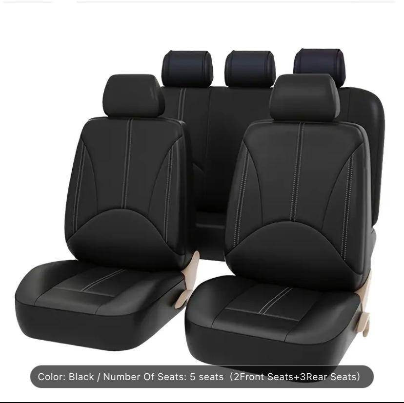 Car Seat Covers Full Set, PVC Leather waterproof and wear resistant.