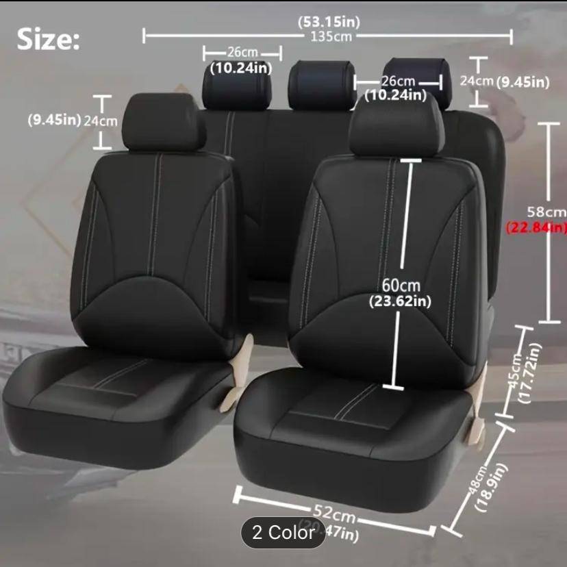 Car Seat Covers Full Set, PVC Leather waterproof and wear resistant.