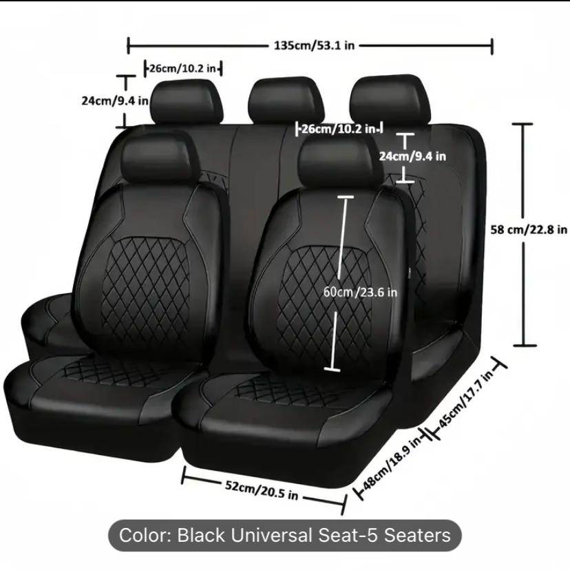 Car Seat Covers Full Set, PVC Leather waterproof and wear resistant.