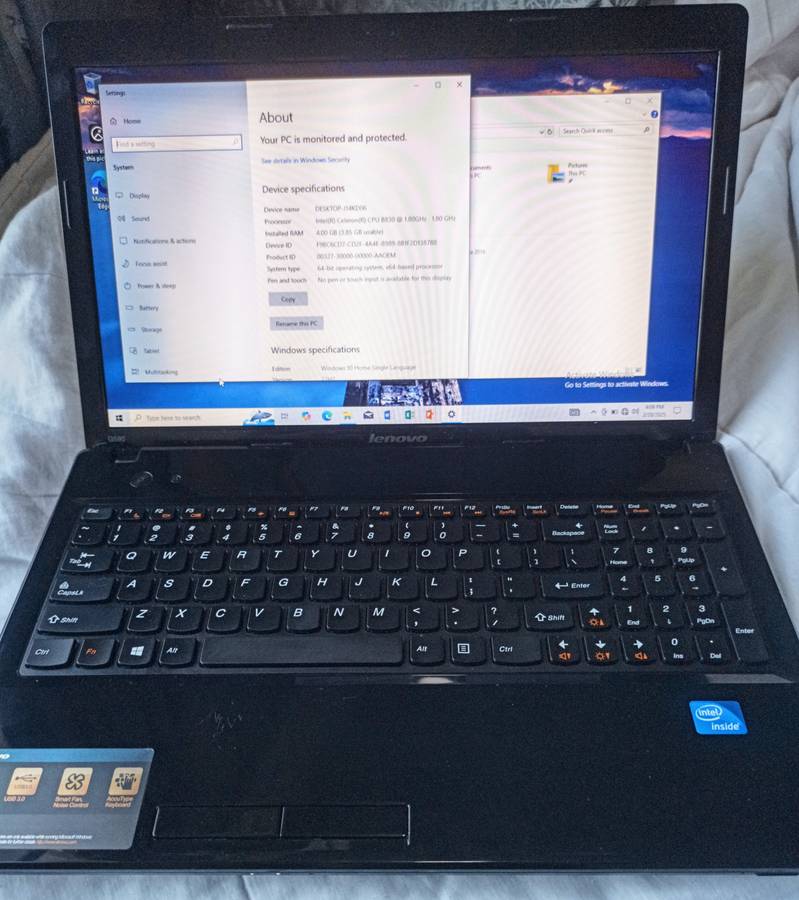LENOVO G580 LAPTOP. 500GB HDD, 4GB RAM with MS OFFICE