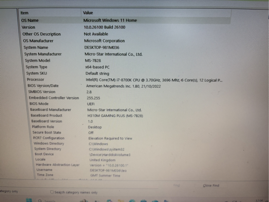 i7 8700K Desktop PC Windows 11 Pro